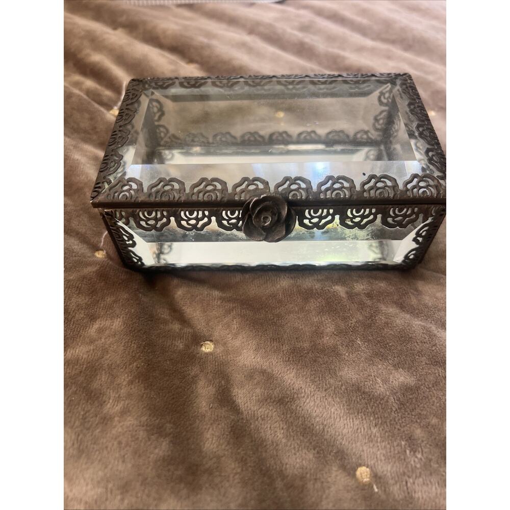Nicole Miller Decorative Glass Jewelry Box 3”x 5”